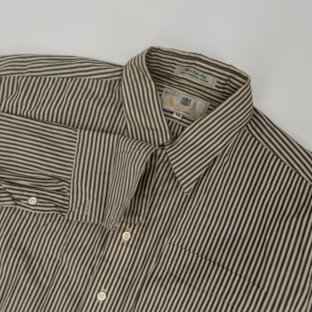 Aquascutum of London Womens 80s Two Ply Cotton Striped French Cuff‎ Sz 14